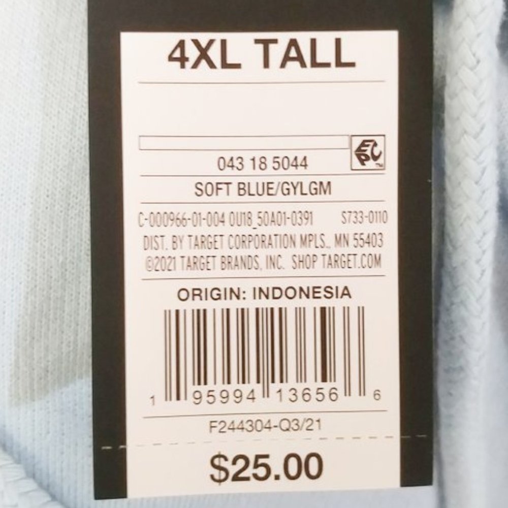 NWT Adult Colorblock Regular Fit Hooded Sweatshirt - Soft Sky [120/126/150] - Picture 6 of 7